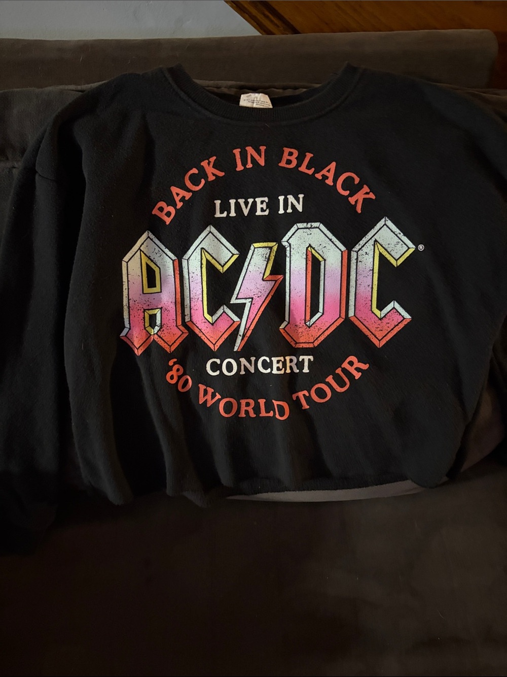 AC/DC Black Kids Sweatshirt with Pink-to-Yellow Gradient Logo